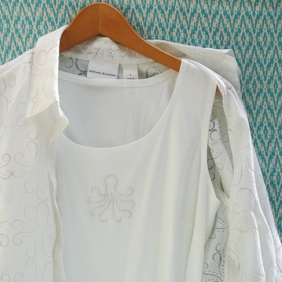 NWT 3/4 Sleeve White Blouse and Tank Top 2 piece Set size 8 Alfred Dunner - Picture 4 of 10